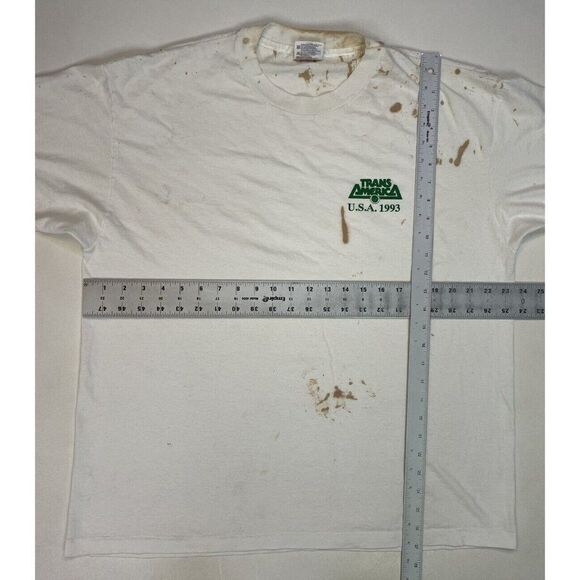 VINTAGE Trans America 1993 USA Graphic T-shirt Men XL White 90s Single Stitch - Picture 9 of 9